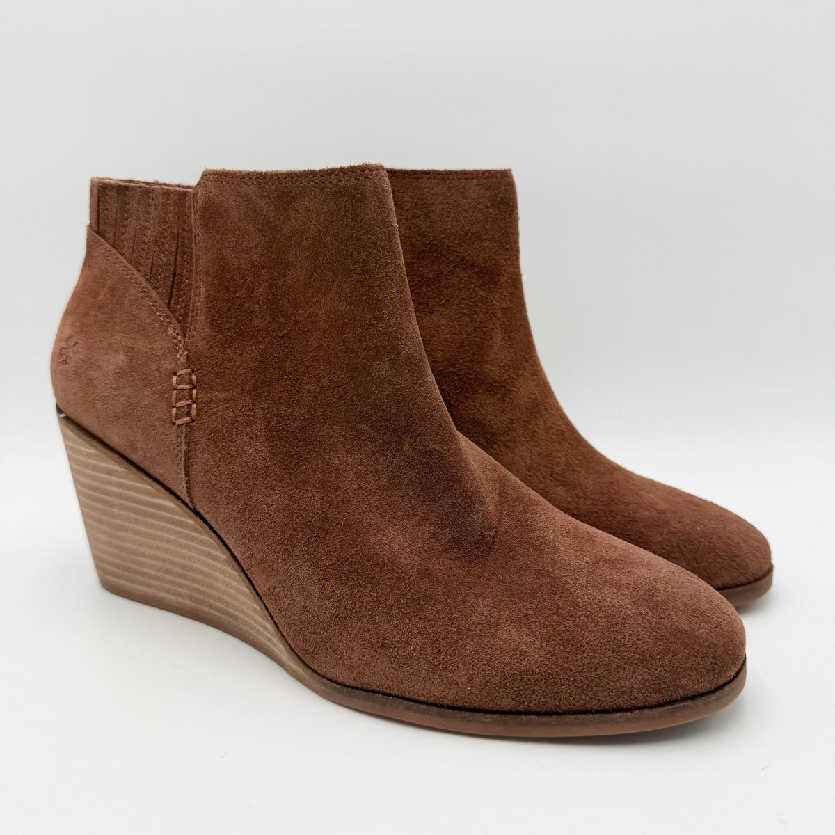 Lucky Brand Womens Zorla Wedge Ankle Bootie Size 11 M Brown Suede NWOB
