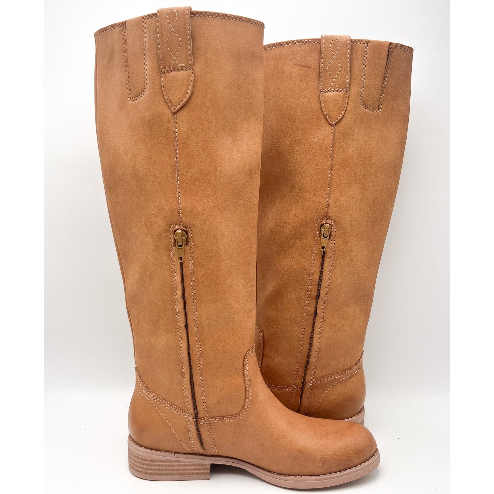 CROWN VINTAGE Womens Feya Knee High Boots Size 6 M EU 36.5 Tan Zip Heeled NWOB