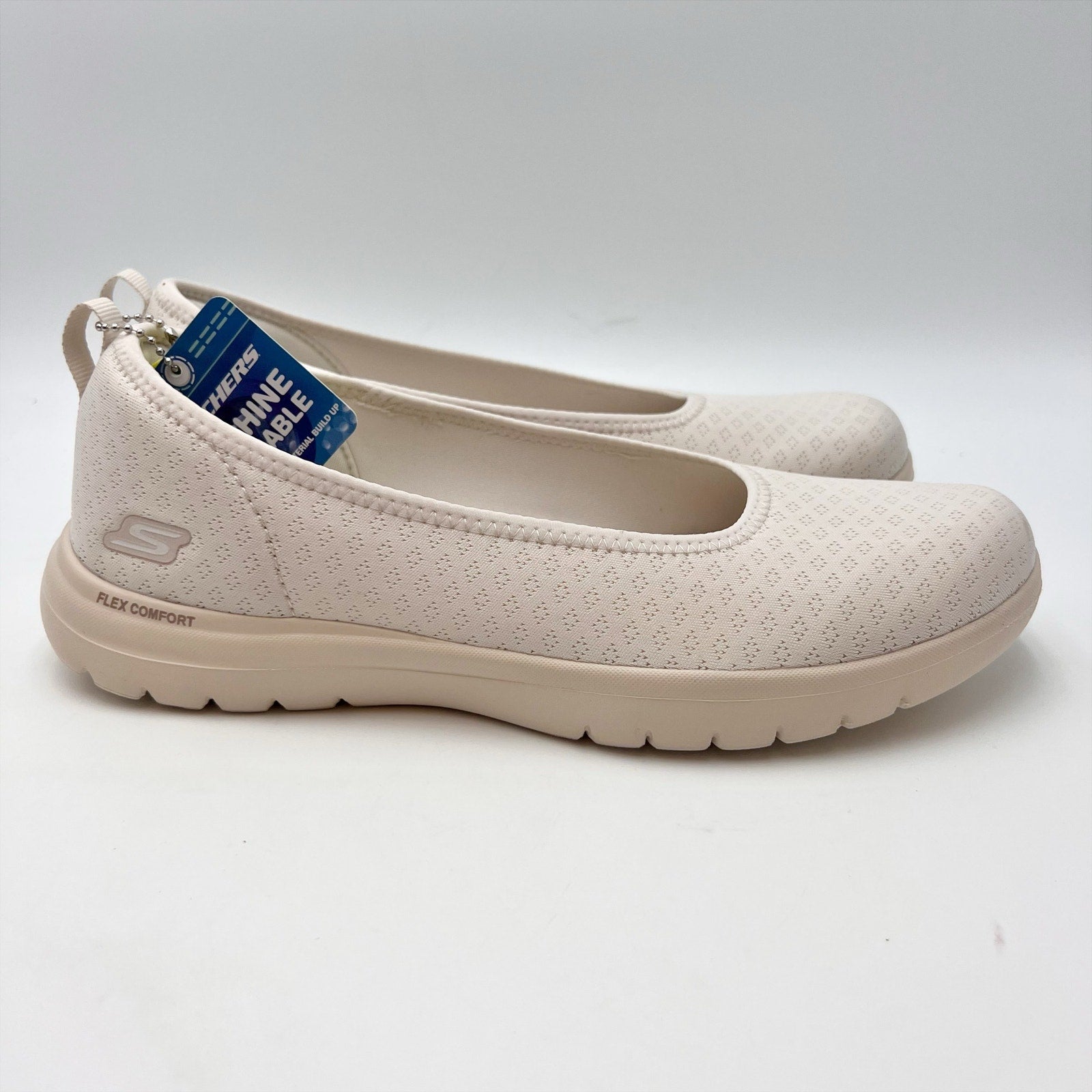 Skechers Womens On The Go Flex Sienna Flat Shoes Size 9 Natural Cream NIB