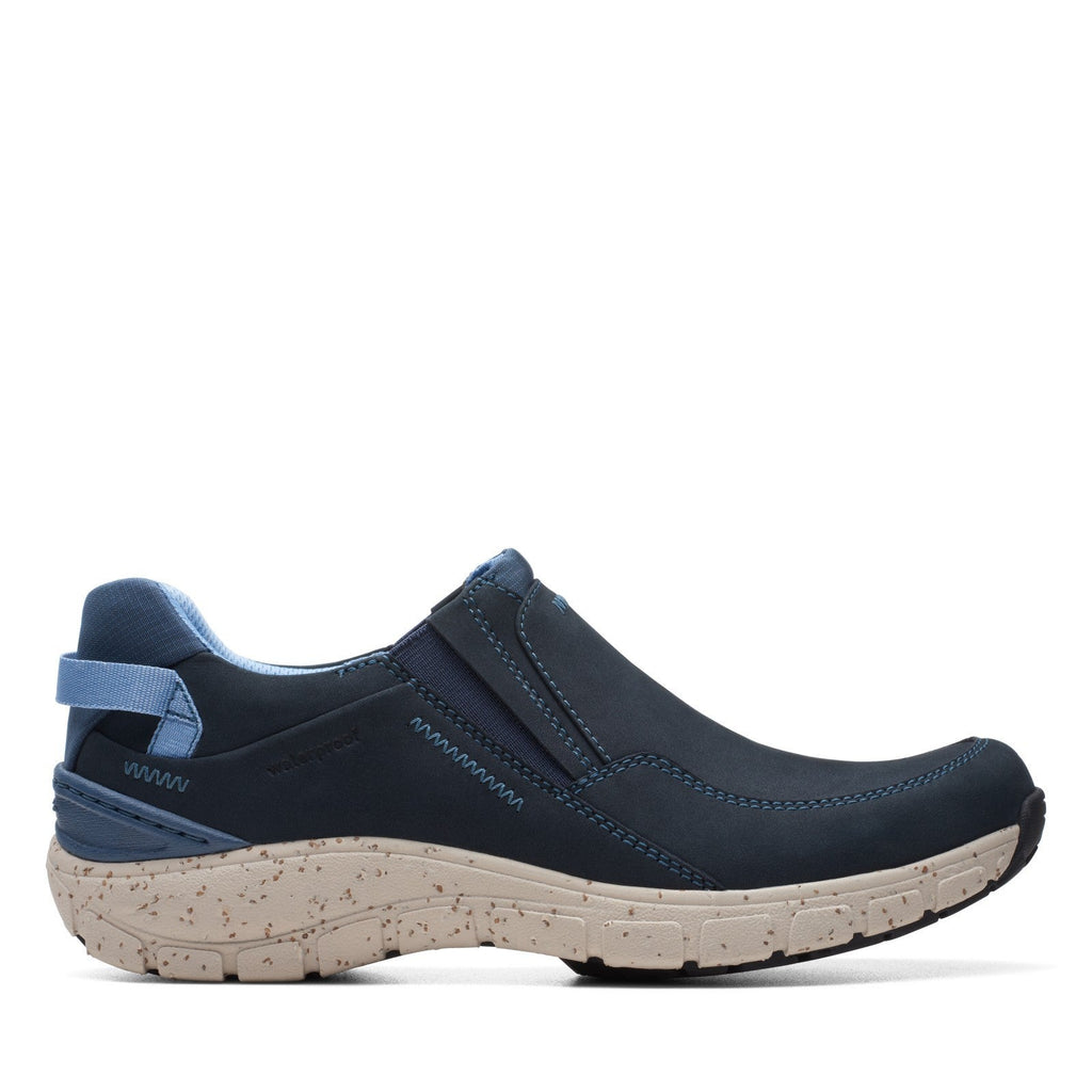 Clarks Womens Wave Plateau AP Sneakers Size 7.5 Wide EU 38 Navy Blue Nubuck NIB