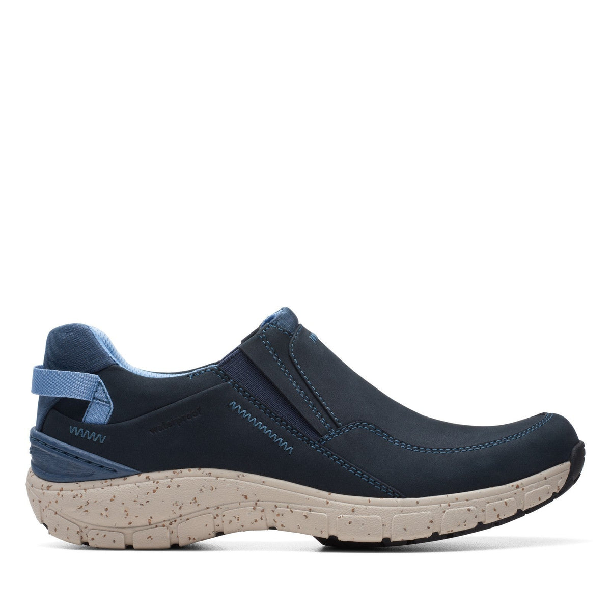 Clarks Womens Wave Plateau AP Sneakers Size 7.5 Wide EU 38 Navy Blue Nubuck NIB