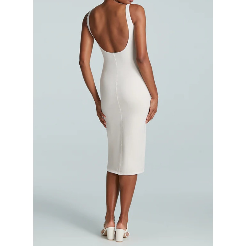 COMMANDO Do It All Denim Midi Tank Dress Large 12-14 Cream Porcelain Stretch NWT