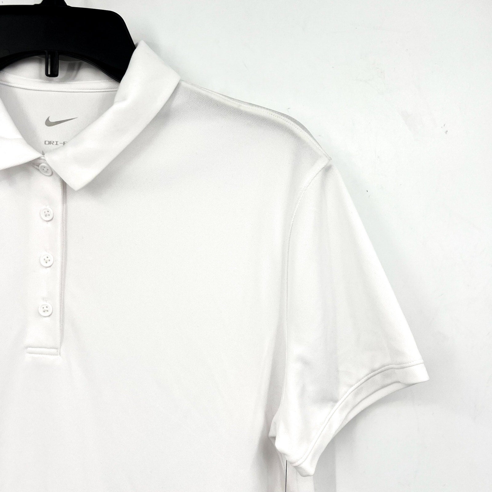 NIKE Women's Dri-FIT Victory Golf Polo Shirt Large White Short Sleeve NWT