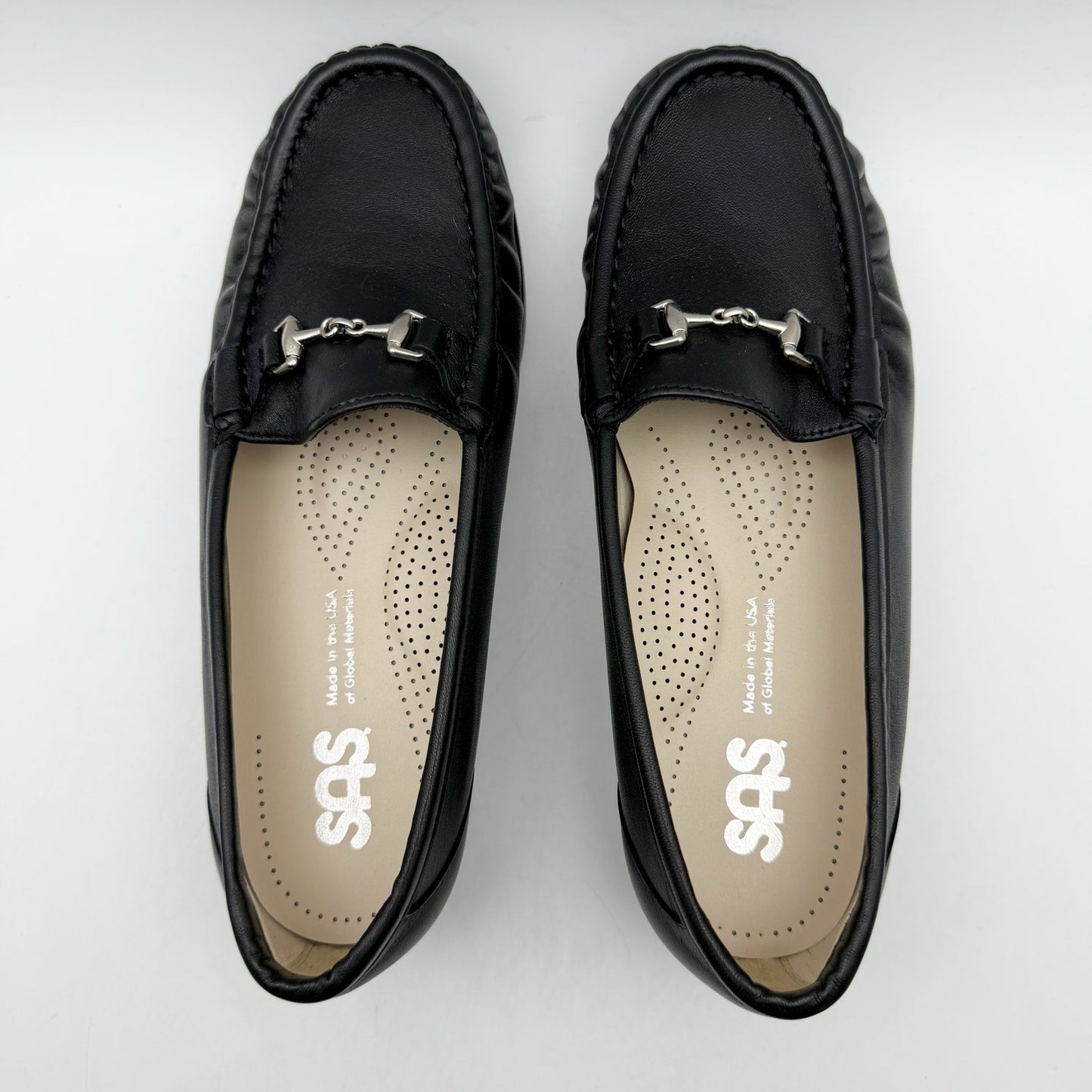 SAS Womens Metro Comfort Bit Loafers US 6.5 WW Black Leather NIB