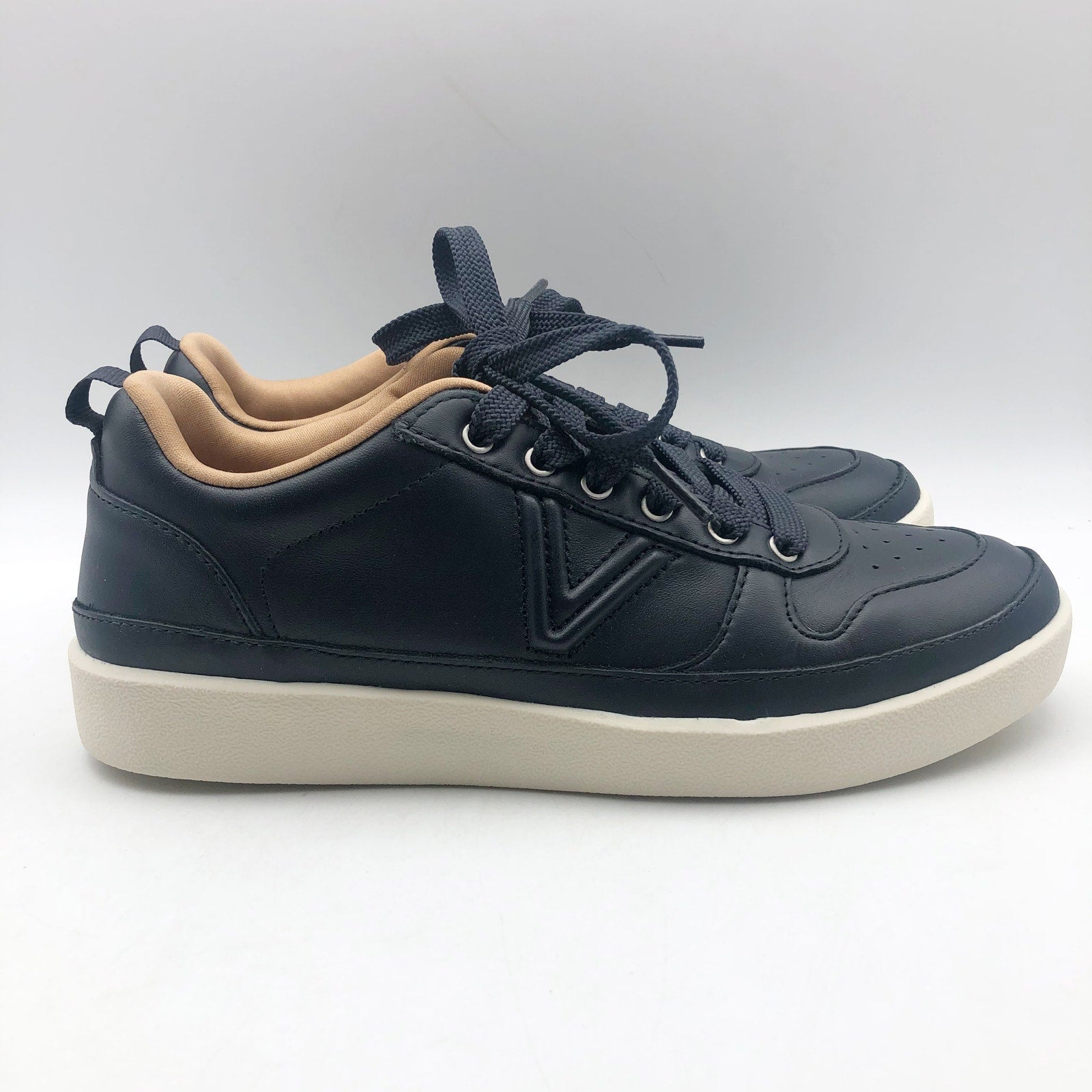 Vionic Womens Elise Casual Sneakers US 6.5 EU 36.5 Navy Blue Leather Low Top NIB