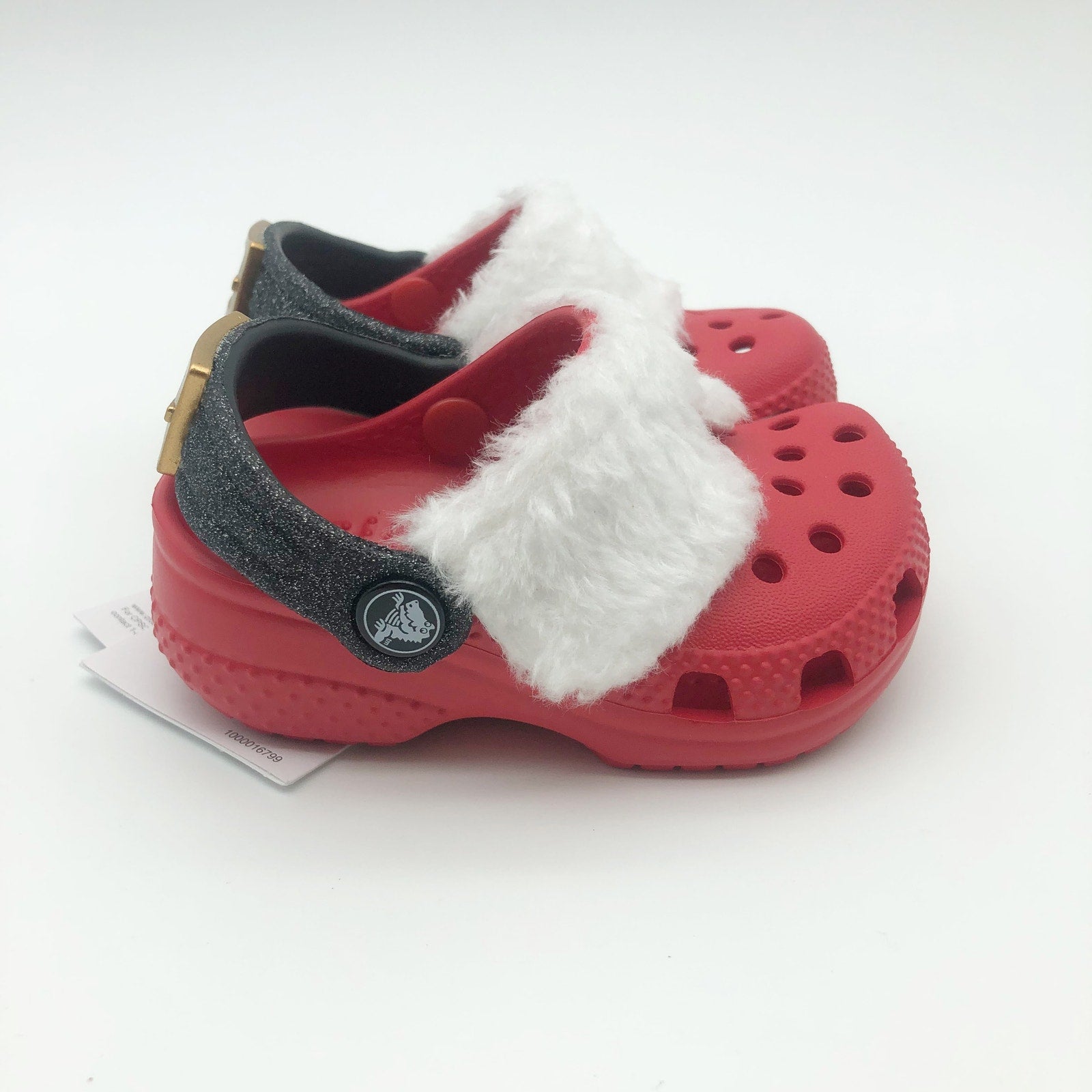 Crocs Baby Santa Classic Clogs Infant Size 2-3 Festive Red White Black NWT