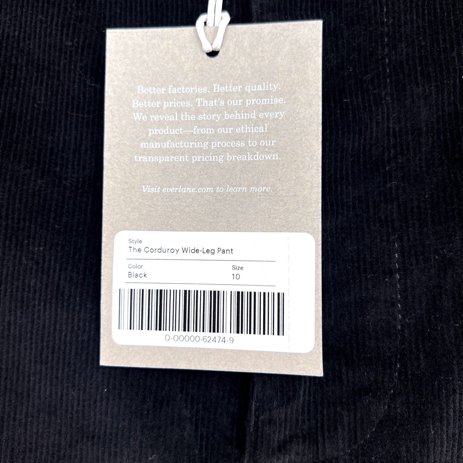 Everlane Womens The Corduroy Wide-Leg Pants Size 10 High Rise Black NWT