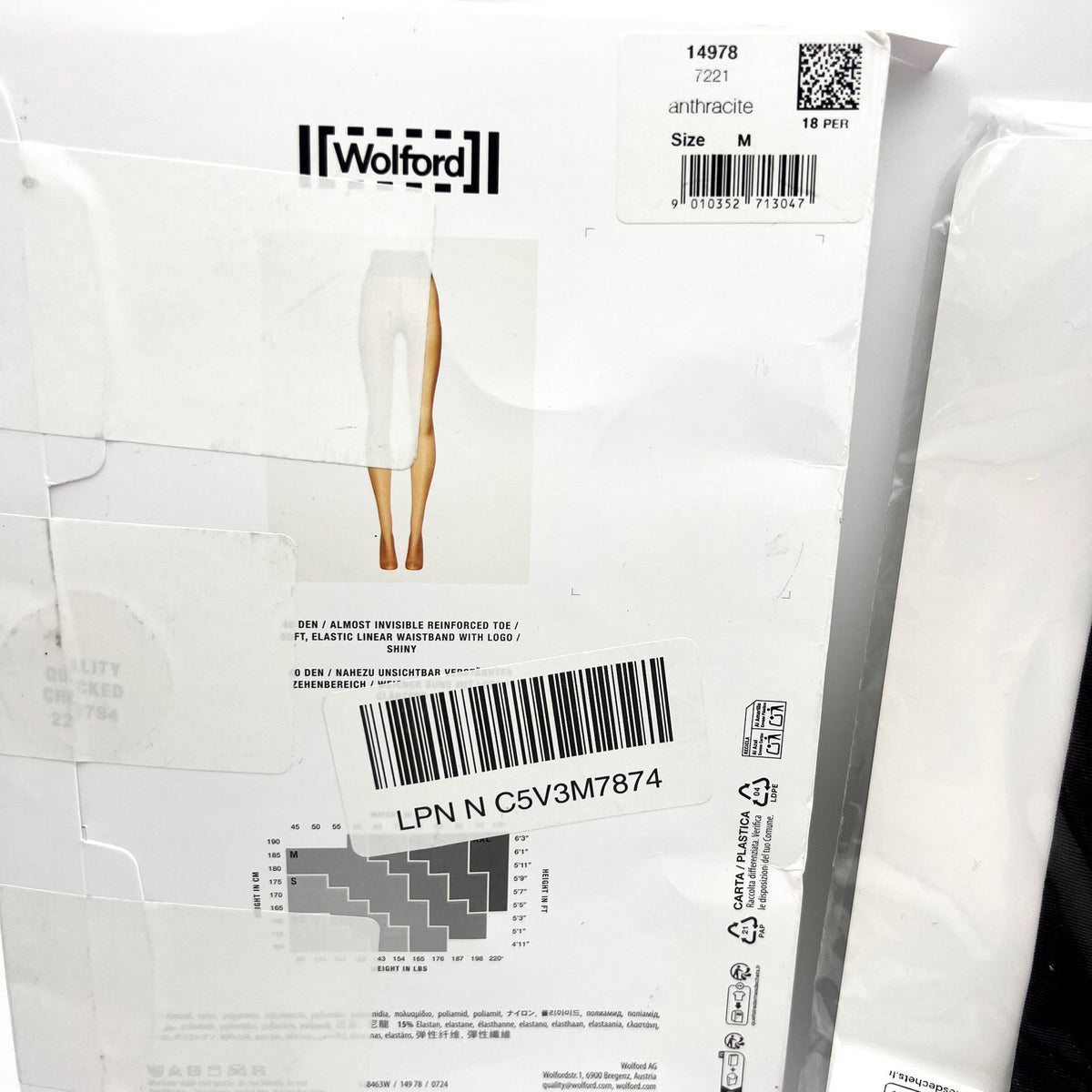 WOLFORD Women's Neon 40 Tights Medium Anthracite Grey Flawless NWT