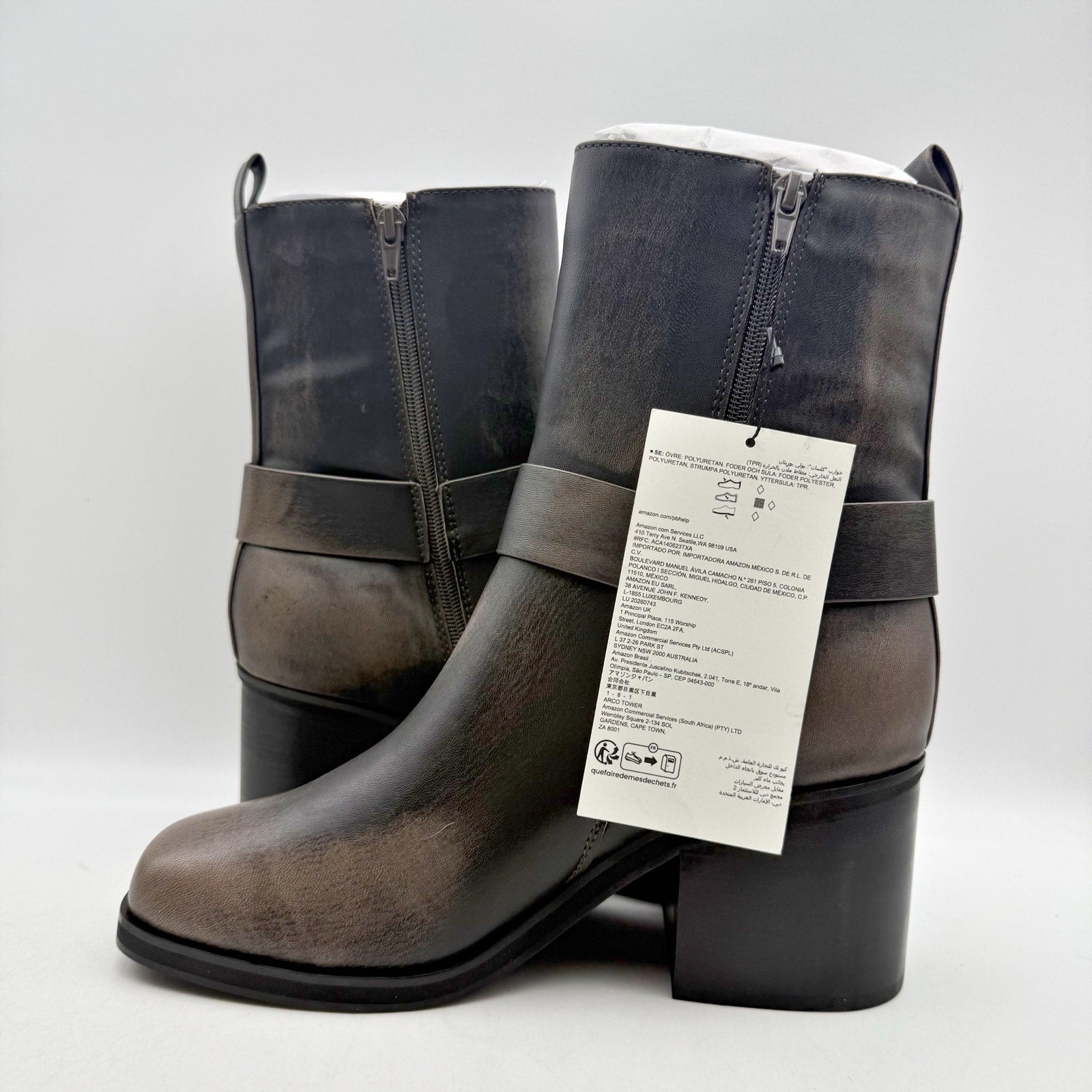The Drop Womens Stevens Heeled Chelsea Boots US 7.5 Brown Distressed Cognac NWT