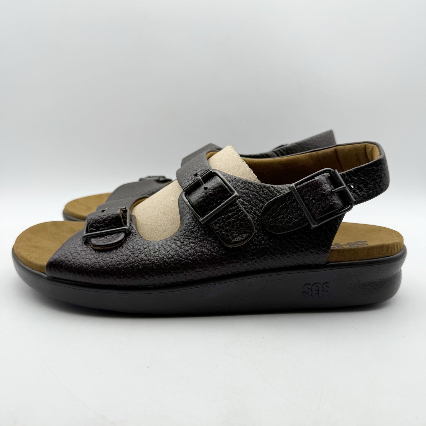 SAS Mens Bravo Adjustable Comfort Sandals US 11 Wide Brown Leather NIB