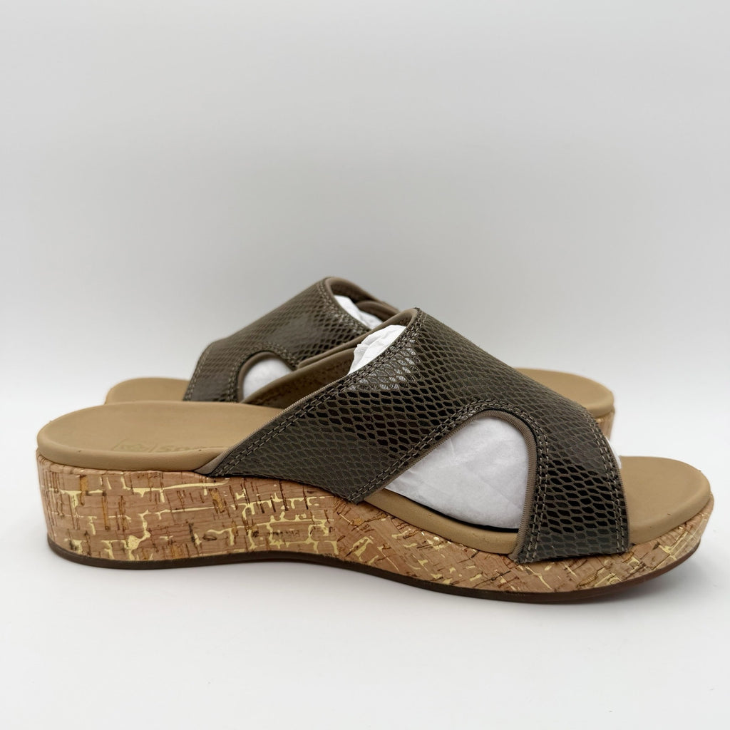 Spenco Womens Camille Wedge Sandals Size 8.5 Wide Brown NIB
