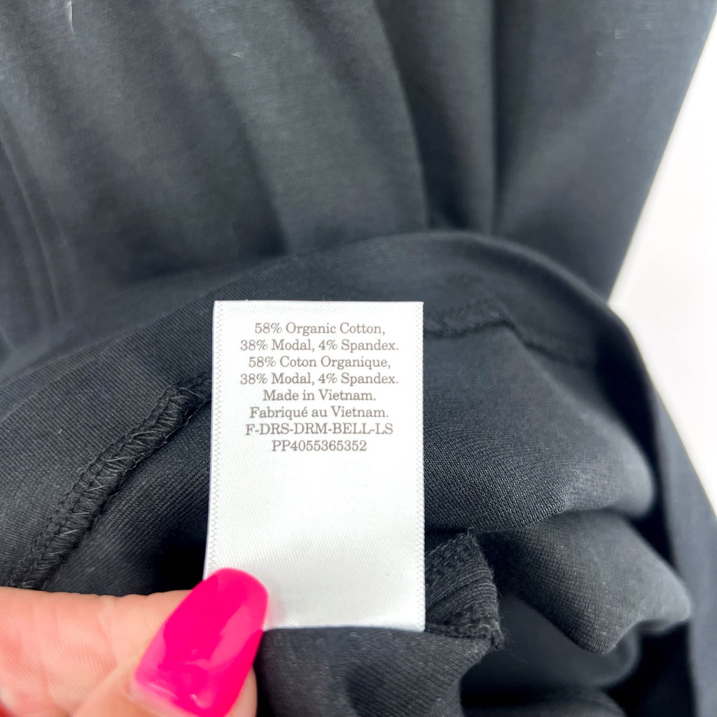 EVERLANE Women's The Dream Short-Sleeve Bell Dress Medium Black Midi NWT