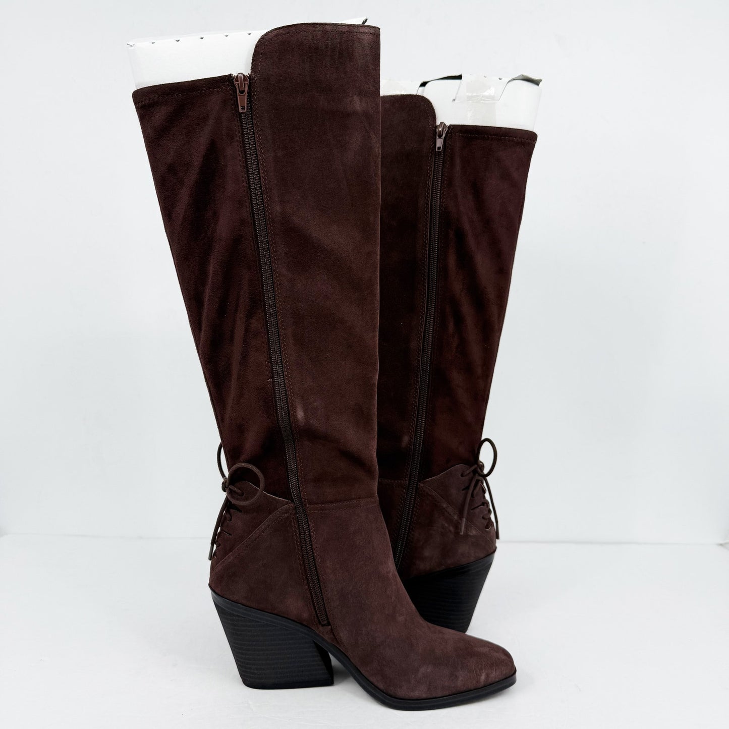 Lucky Brand Womens Mekinna Heeled Knee High Boots US 8.5 Dark Brown Suede NIB