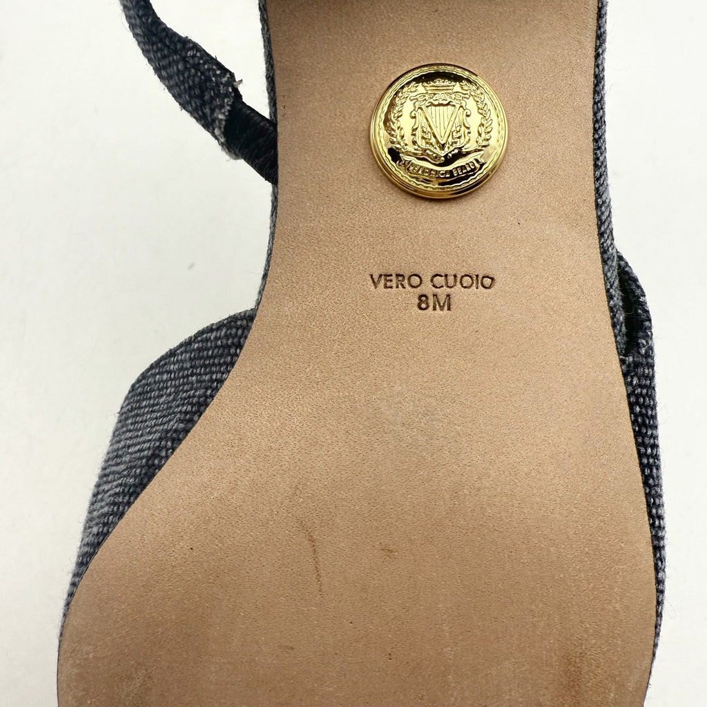Veronica Beard Womens Cecile Denim Cap Toe Slingback Heel US 8 M Blue Black NWOB