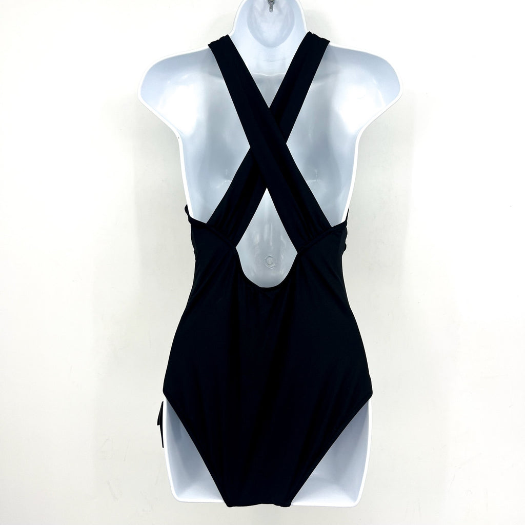 SEAFOLLY Collective Cross Back One Piece Swimsuit Size 8 Black High Neck NWT