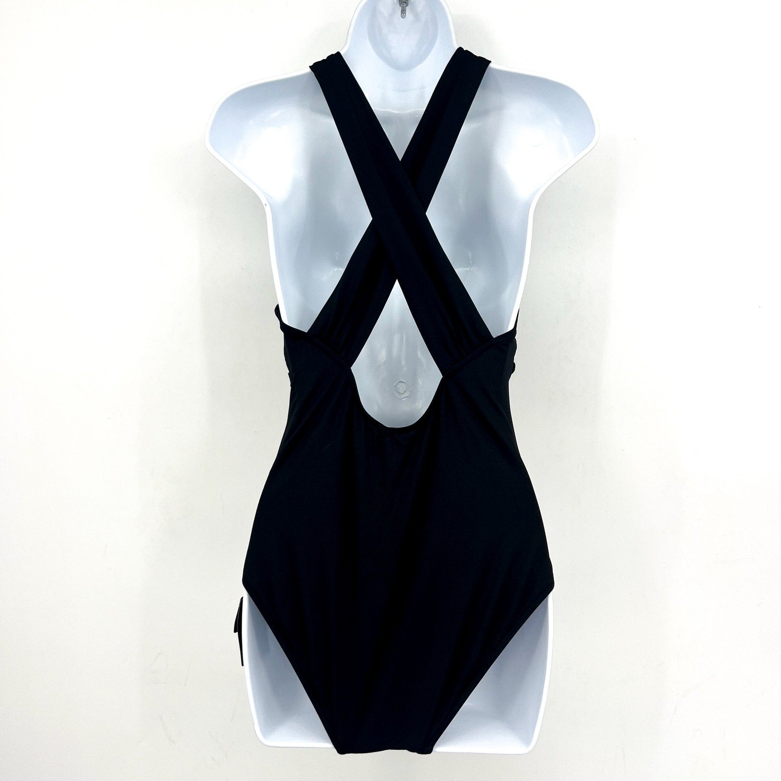 SEAFOLLY Collective Cross Back One Piece Swimsuit Size 8 Black High Neck NWT