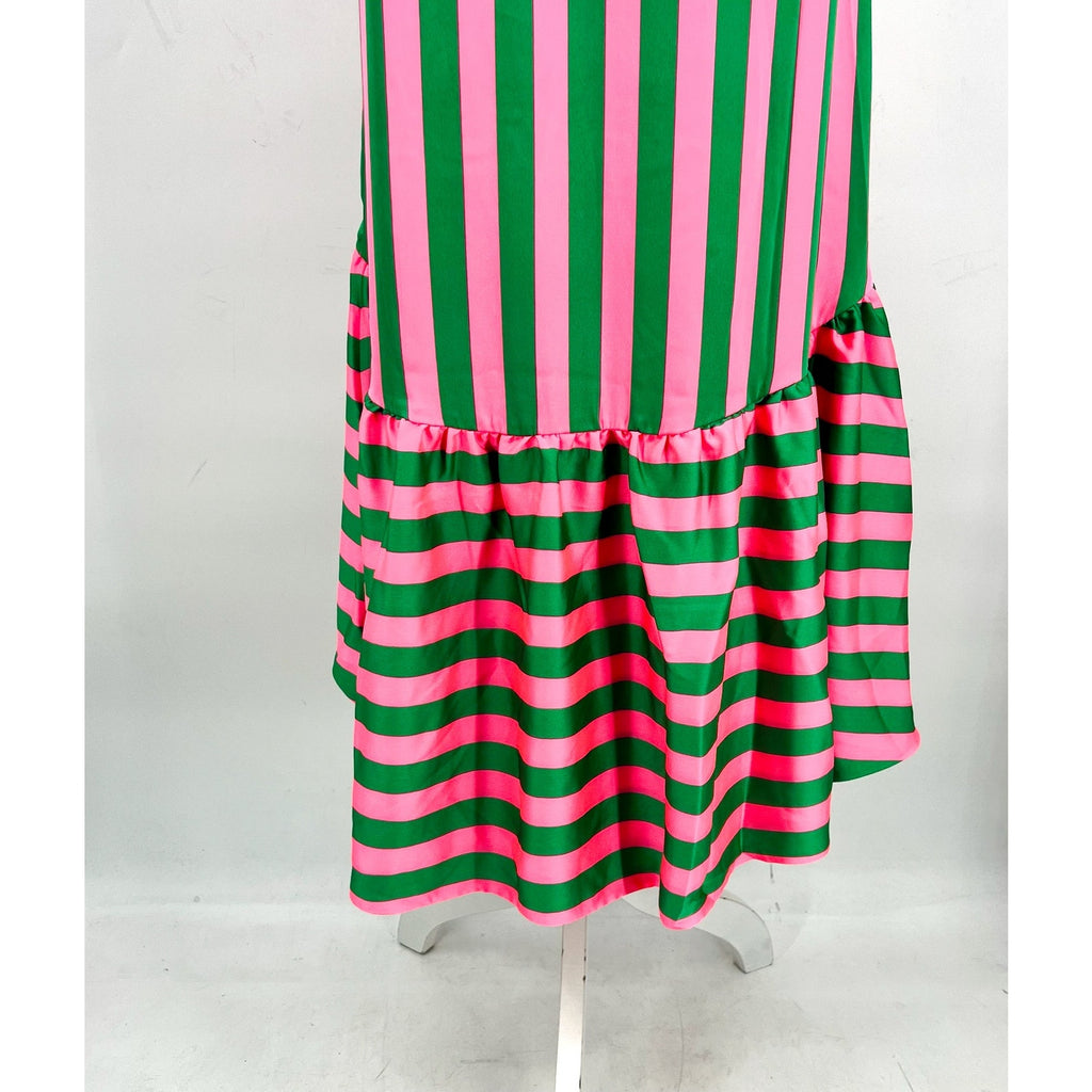 LILLY PULITZER Steph Halter Maxi Dress Size 6 Roxie Pink Green X Wide Stripe NWT