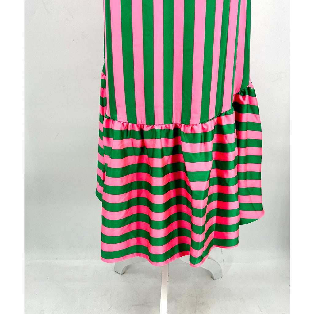 LILLY PULITZER Steph Halter Maxi Dress Size 6 Roxie Pink Green X Wide Stripe NWT
