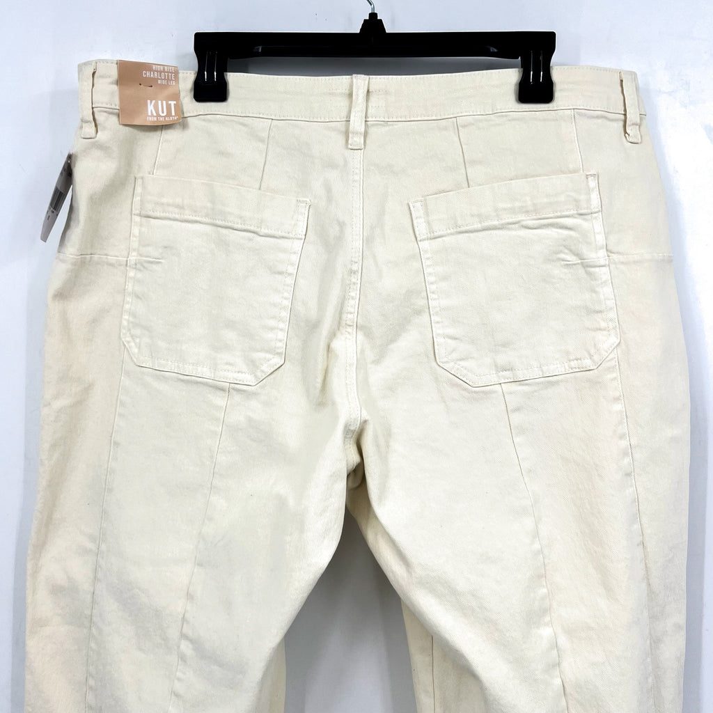 KUT FROM THE KLOTH Womens Charlotte Wide Leg Jeans Size 18 Cream Ecru NWT