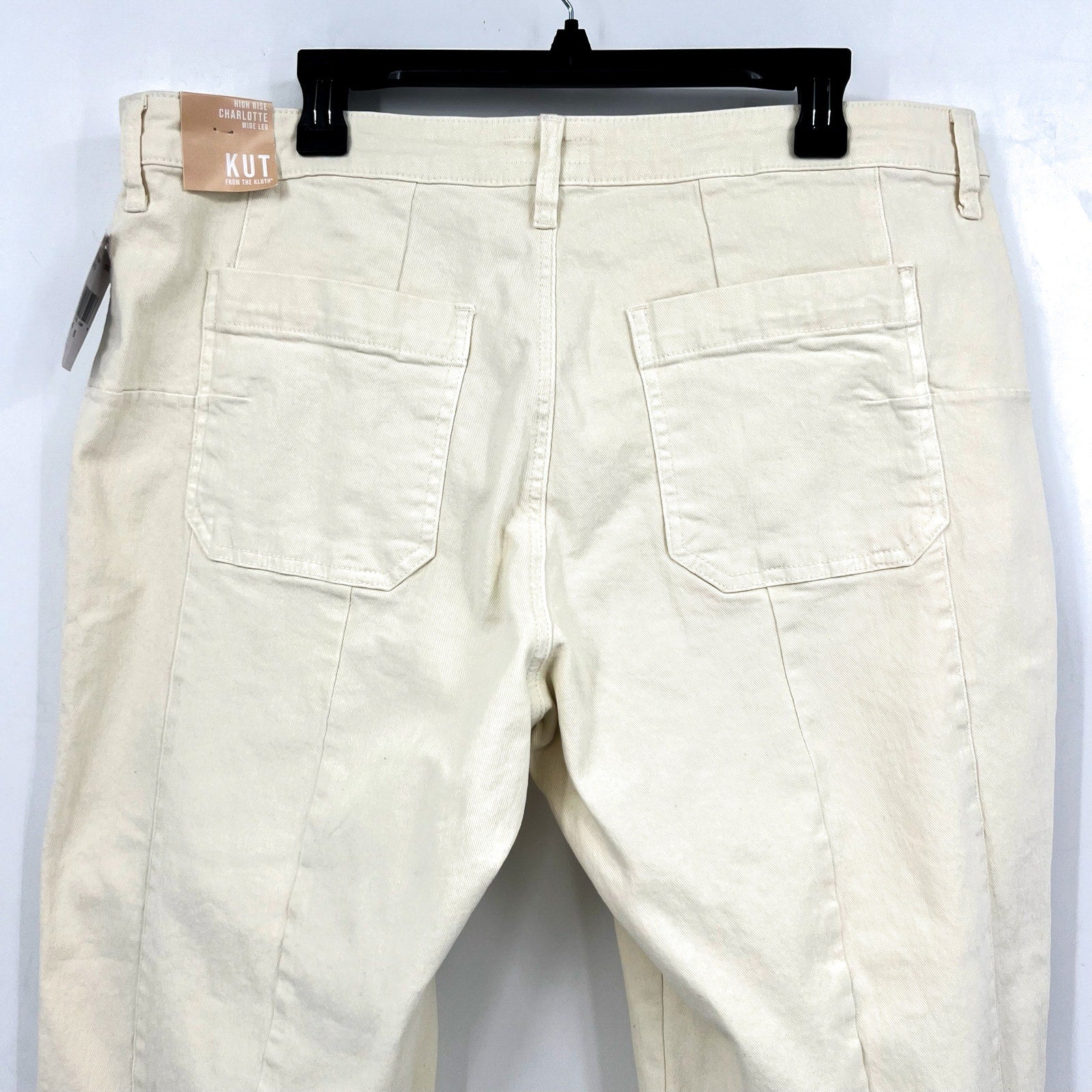 KUT FROM THE KLOTH Womens Charlotte Wide Leg Jeans Size 18 Cream Ecru NWT