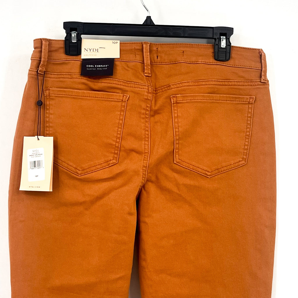 NYDJ Womens Margot Girlfriend Jeans Size 10 PETITE Rust Brown Straight Leg NWT