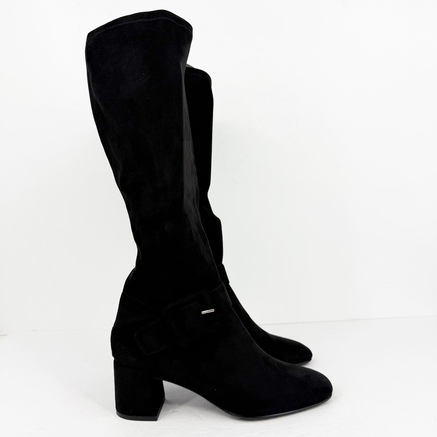 Vaneli Womens Sorina Tall Boots Size 11M Black Suede Slip On Flared Heel NIB