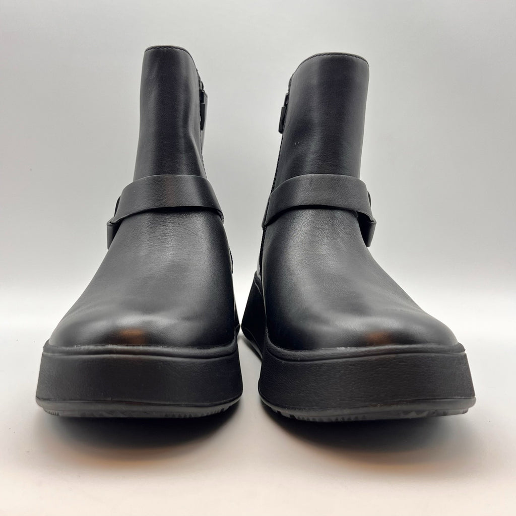 FitFlop Womens F-Mode Folded-Knot Flatform Boots Size 9 Black Leather NWOB