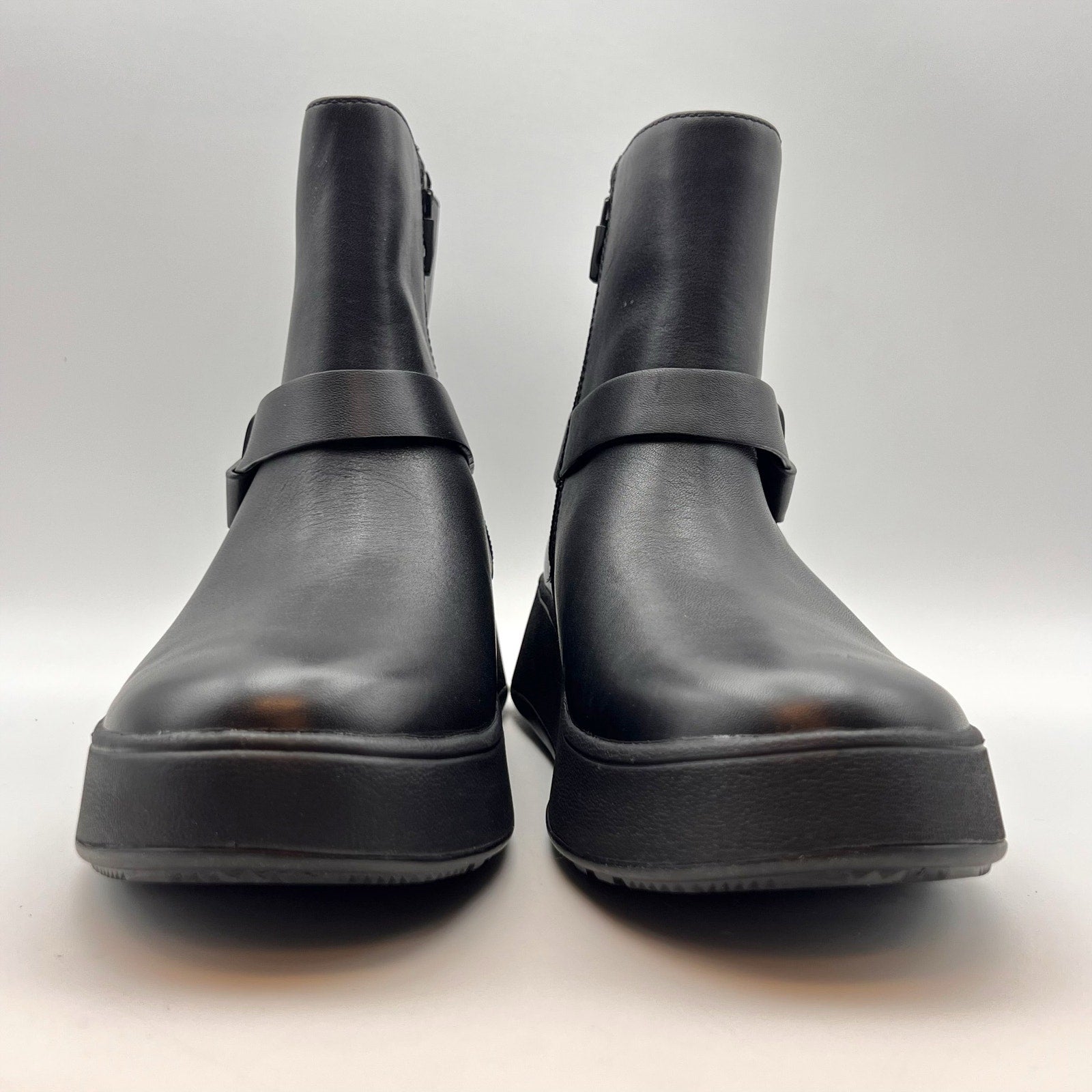 FitFlop Womens F-Mode Folded-Knot Flatform Boots Size 9 Black Leather NWOB
