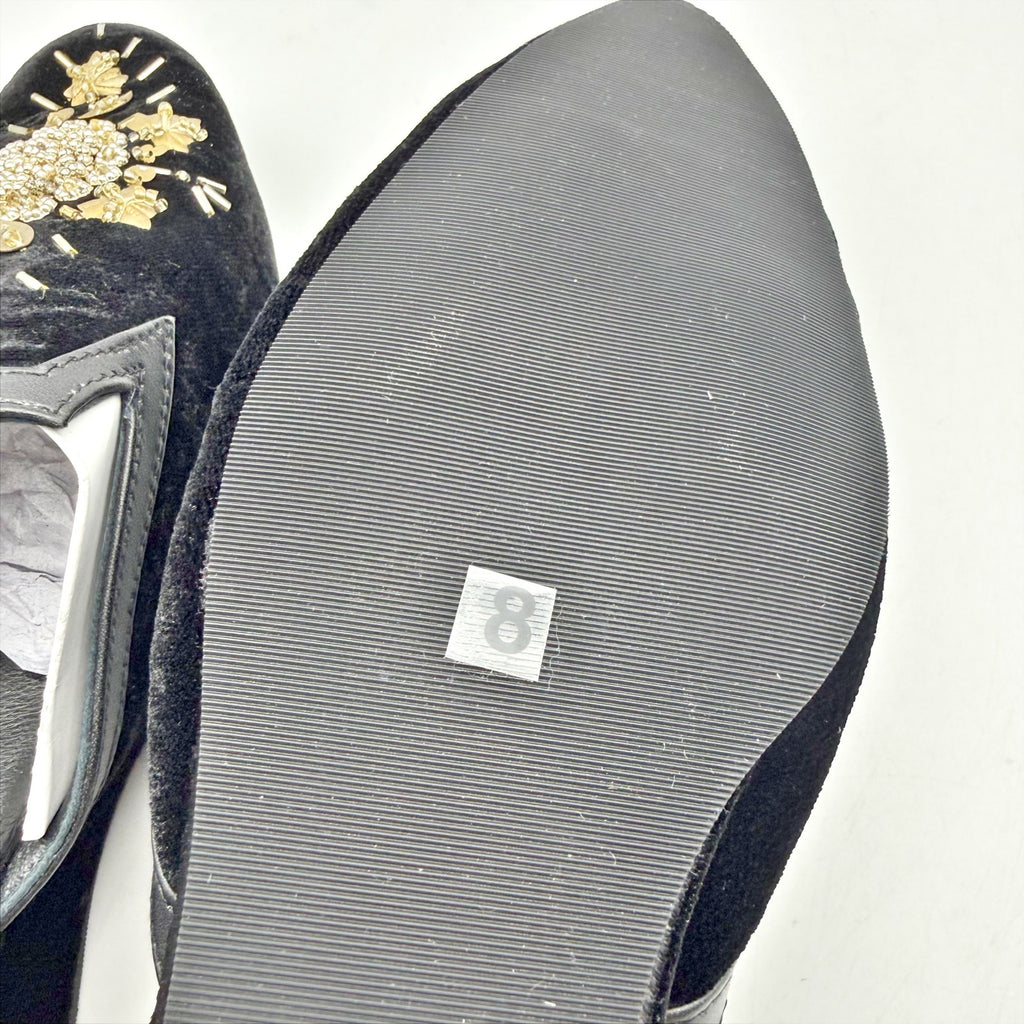 Saachi Womens Sequined Floral Slide Mules US 8 Black Velvet NWOB