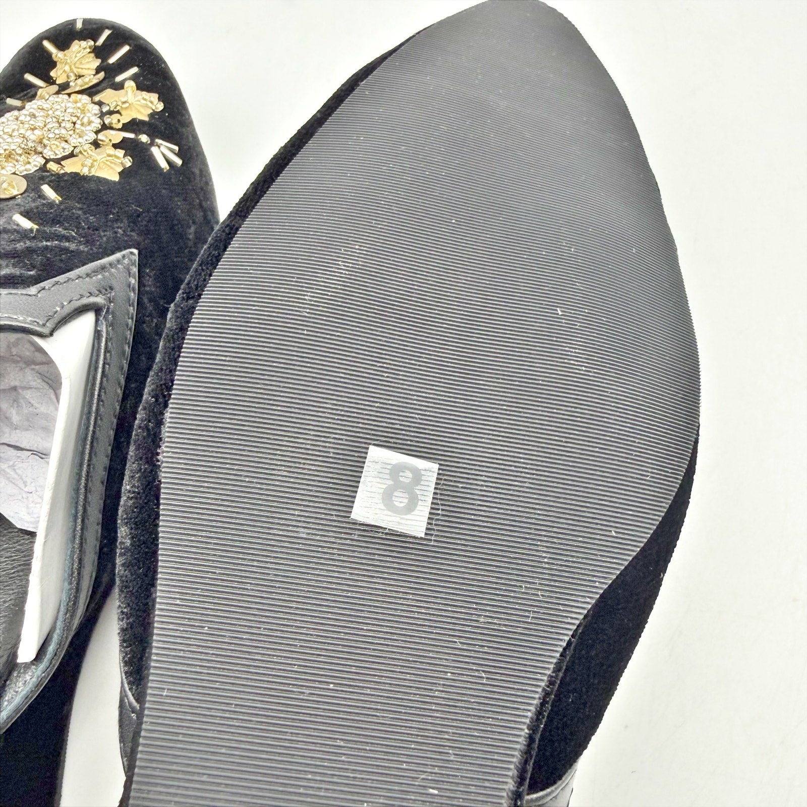 Saachi Womens Sequined Floral Slide Mules US 8 Black Velvet NWOB