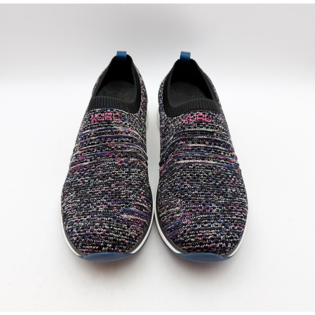 Kuru Womens Stride Casual Sneakers Size 8 Jet Black Confetti Knit Slip On NWOB