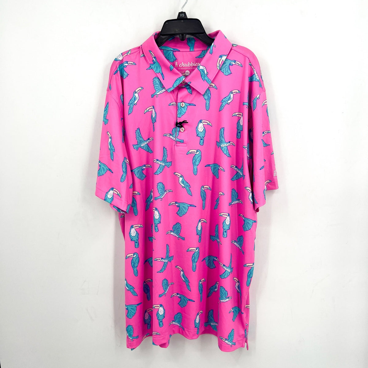 CHUBBIES Men's The Toucan Do It Performance Polo Shirt XXL Bright Pink NWT