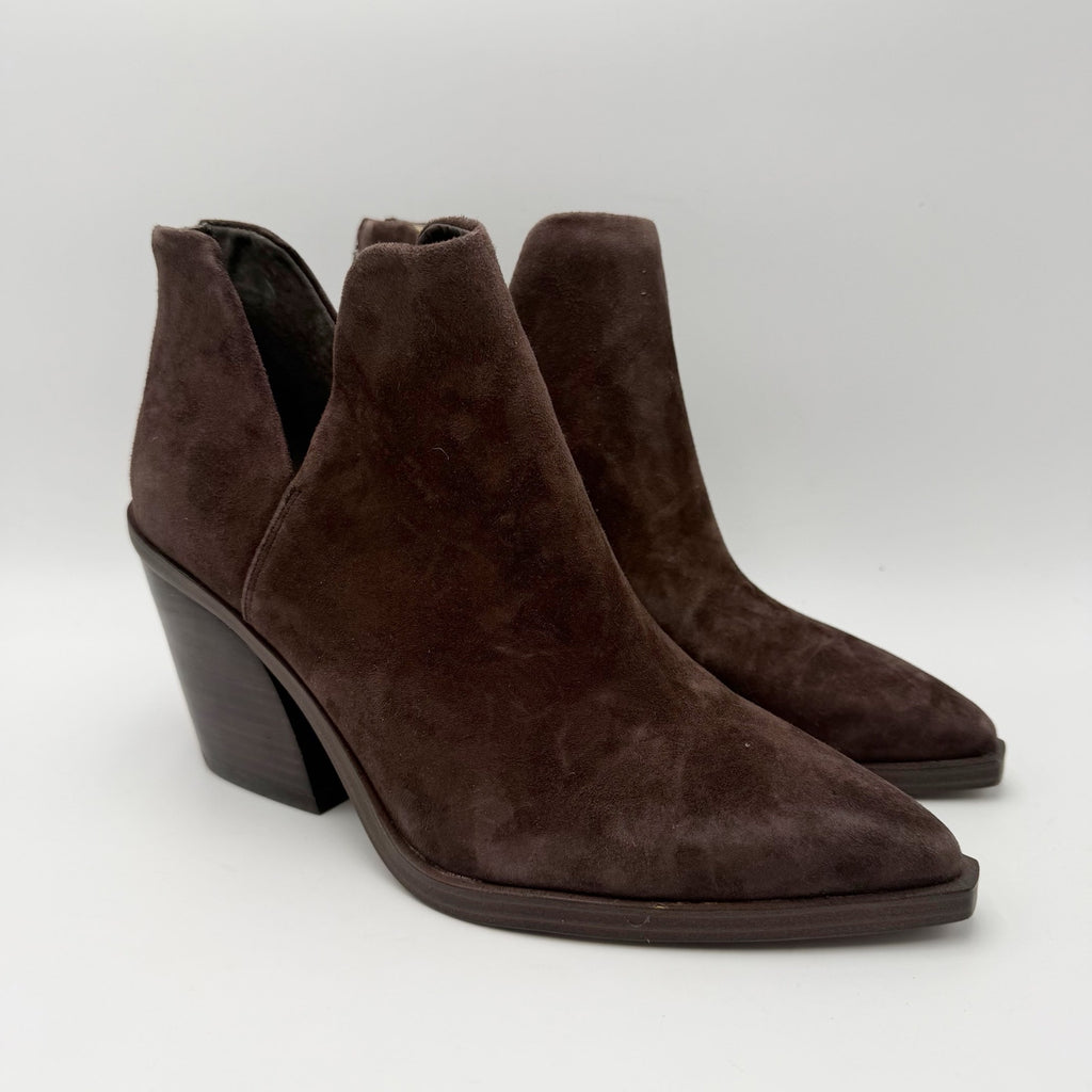 Vince Camuto Womens Gigietta Ankle Bootie Size 8 Brown Suede Heel NWOB