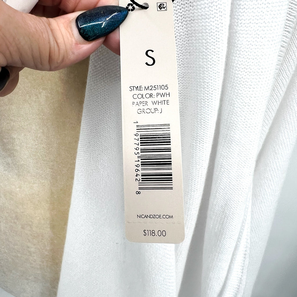 NIC + ZOE Women's Cotton Cashmere Shrug Cardigan Small White Long Sleeve NWT