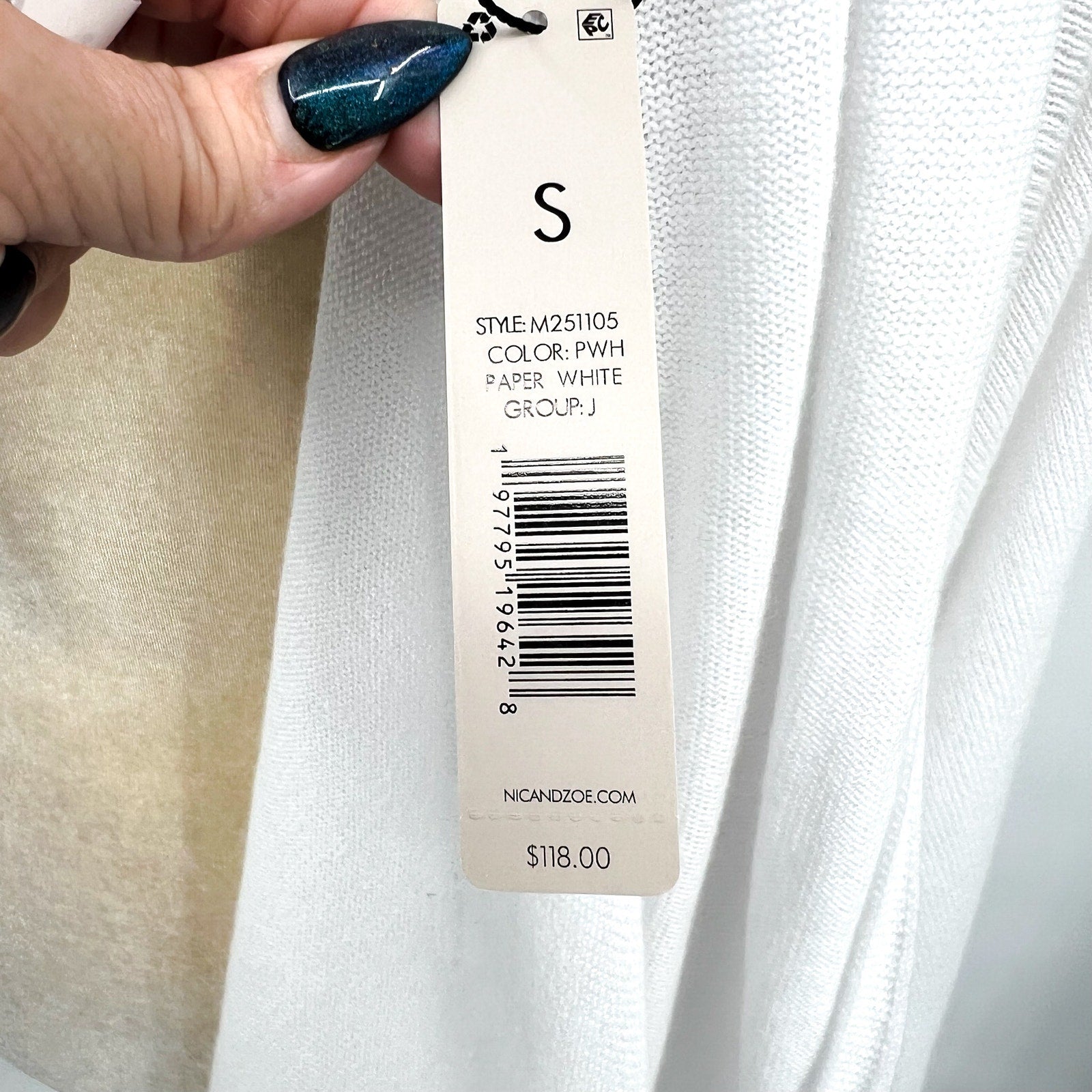 NIC + ZOE Women's Cotton Cashmere Shrug Cardigan Small White Long Sleeve NWT