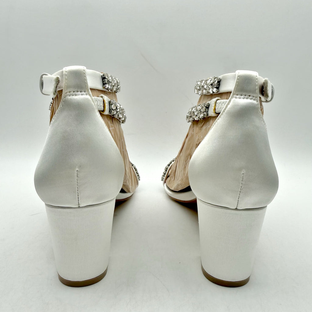 Pnina Tornai x Naturalizer Womens Ahava Heels Size 6.5 White Crystal Sandals NIB