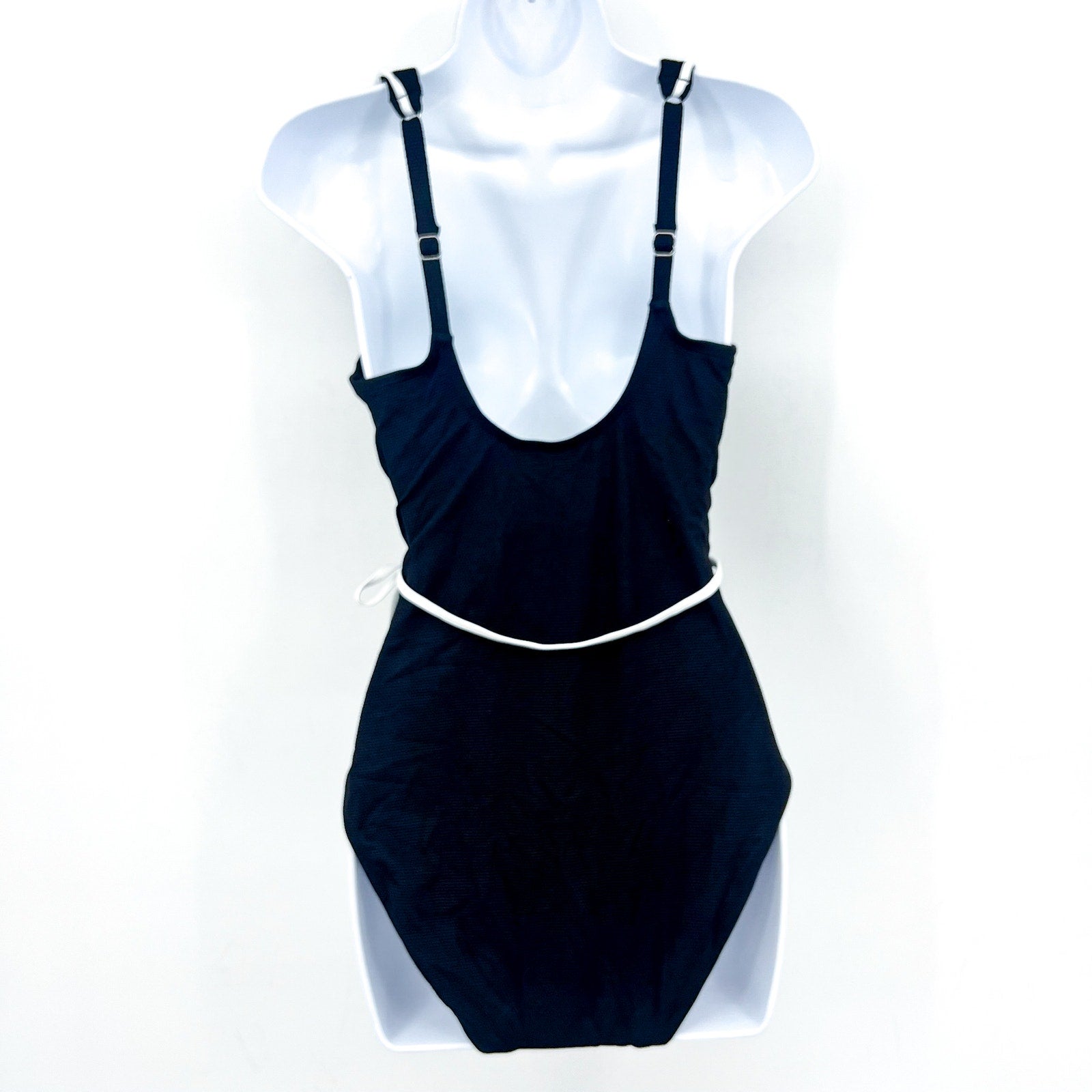 TOMMY BAHAMA Island Cays Cabana Wrap-Front One-Piece Swimsuit 14 Black NWT