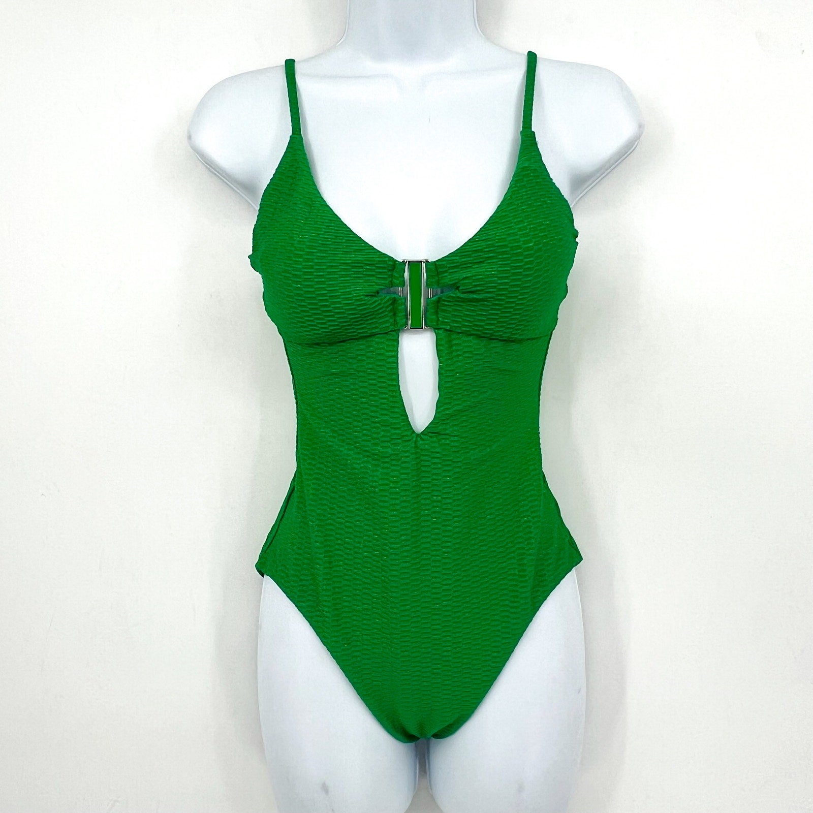 BECCA Women's Luxe Evelynn Plunge One Piece Swimsuit Small Emerald Green NWT