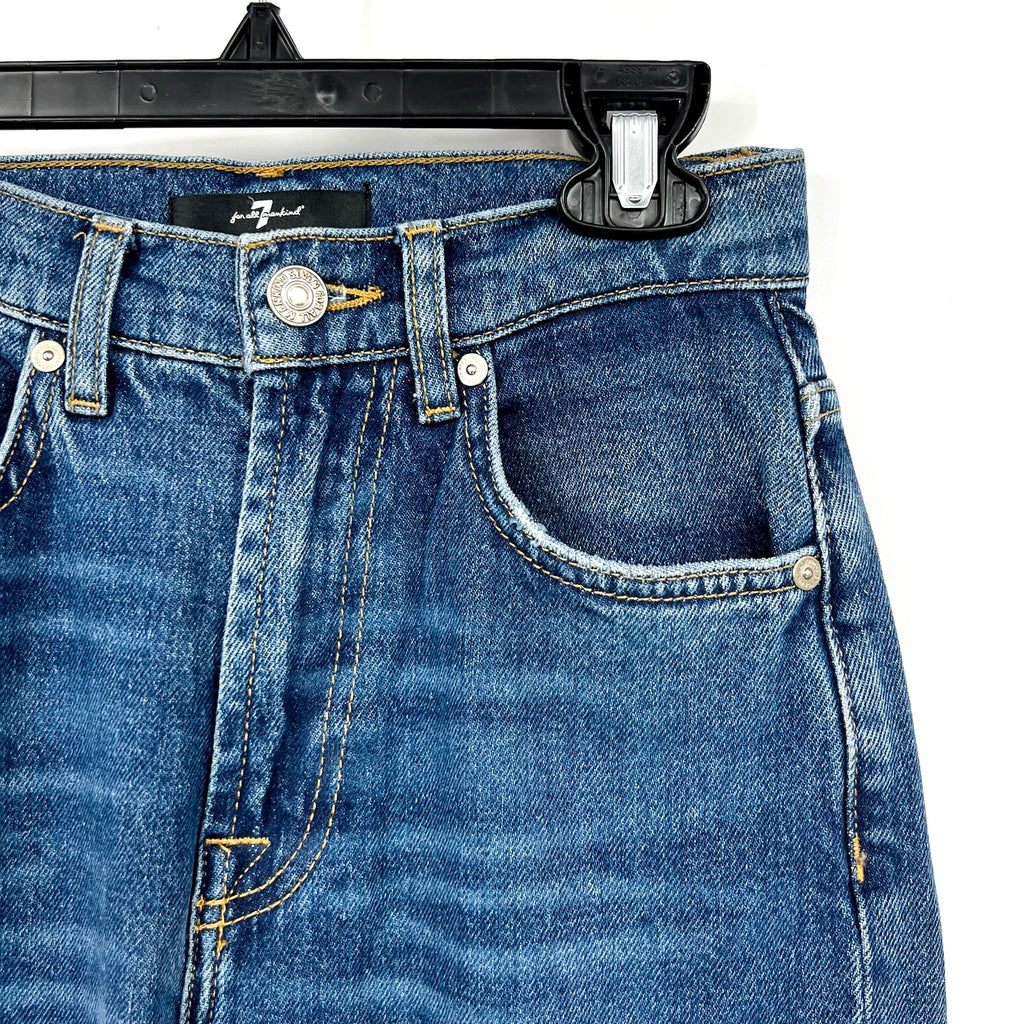 7 FOR ALL MANKIND Womens Logan Stovepipe Cuffed Jeans Size 24 US 0 Blue NWT