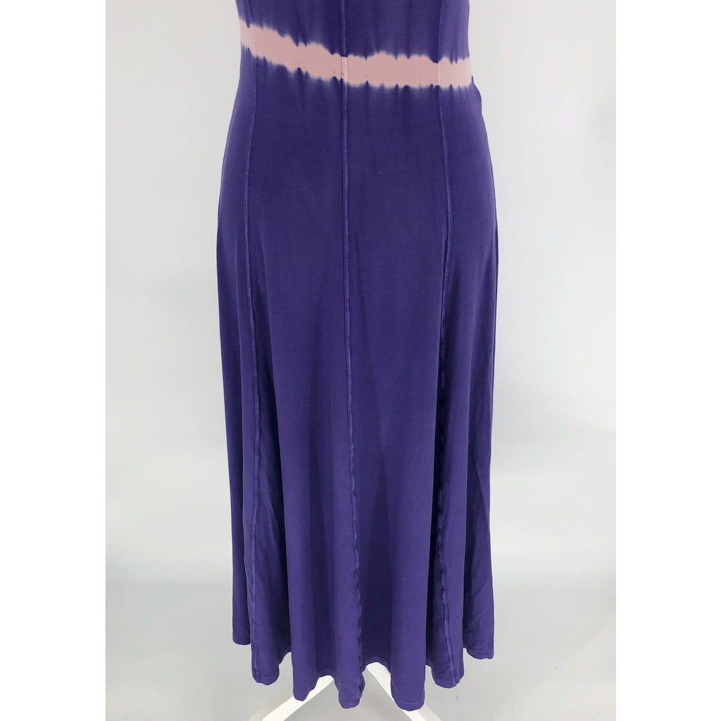 Ninety Percent Women Tie Dye Stripe Maxi Dress Small Purple Open Back NWT