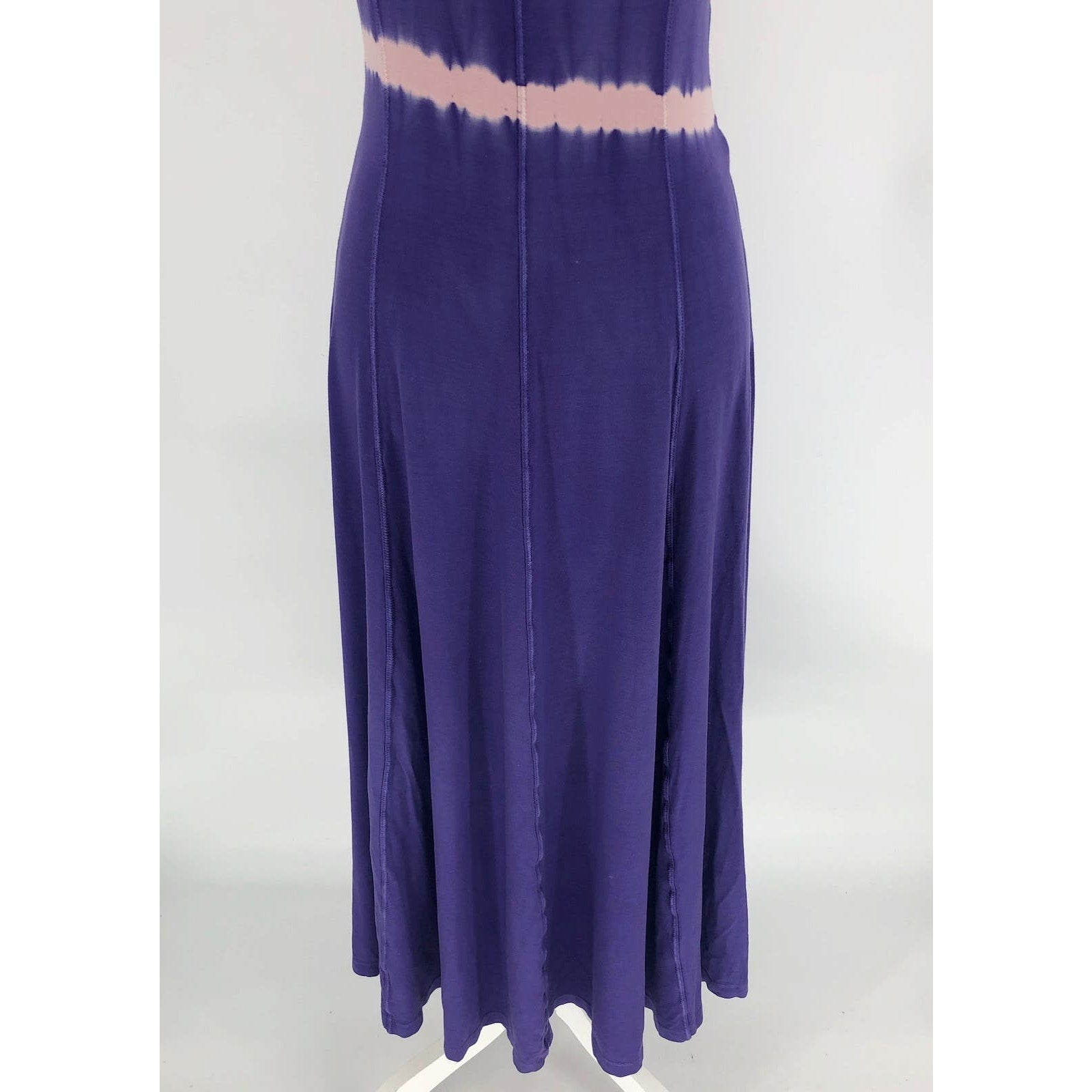 Ninety Percent Women Tie Dye Stripe Maxi Dress Small Purple Open Back NWT