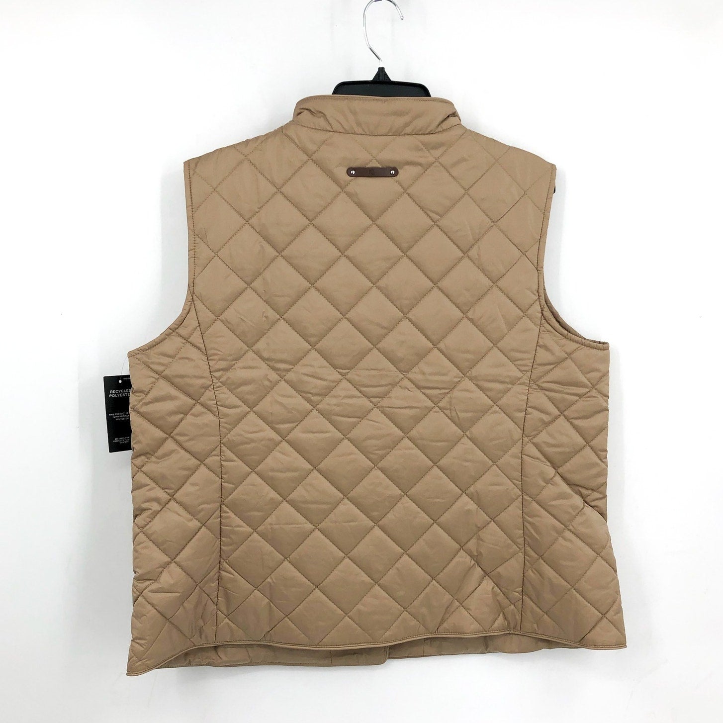 LAUREN RALPH LAUREN Womens Crest Patch Diamond Quilted Vest XL Birch Tan NWT
