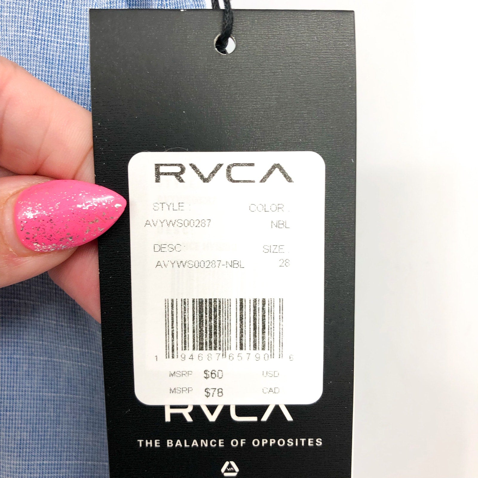 RVCA Men's Balance 20" Hybrid Shorts Size 28 Nautical Blue Flat Front NWT