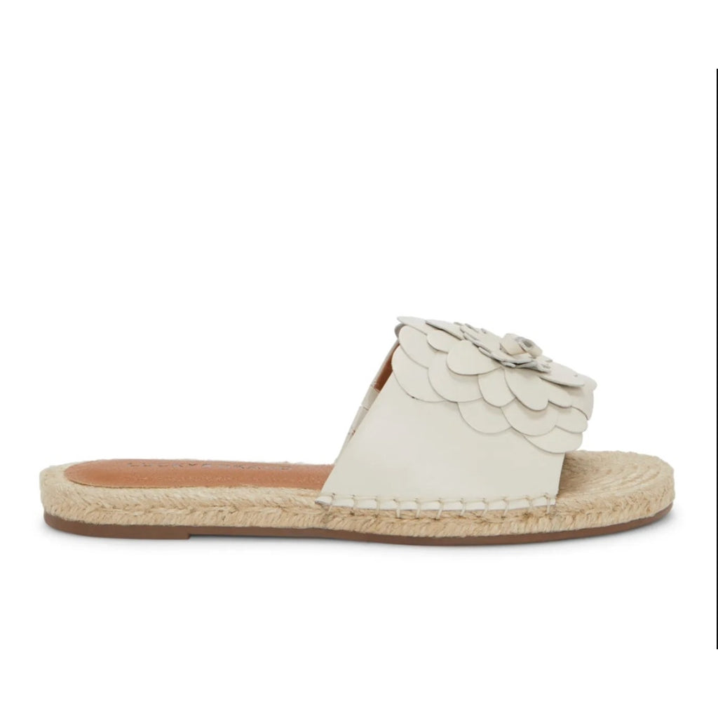 Lucky Brand Womens Biricha Slide Sandals Size 7 M Grey Taupe Leather NIB