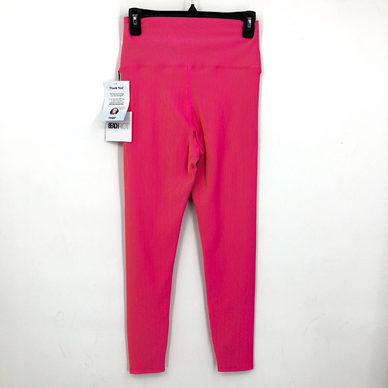 BEACH RIOT Women's Tayler Rib 7/8 Leggings Large Pink Sunset Two Tone NWT