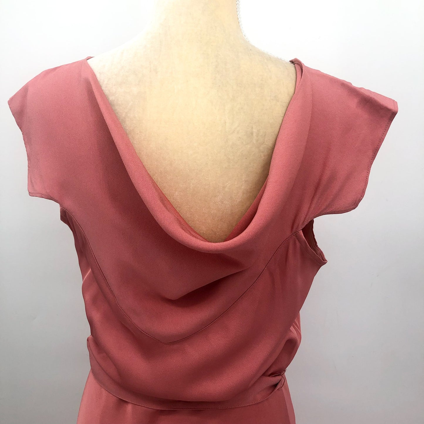 TED BAKER Women's Noemi Midi Dress Size 3 US 8 Dusky Pink V-Neck Bias Cut NWT