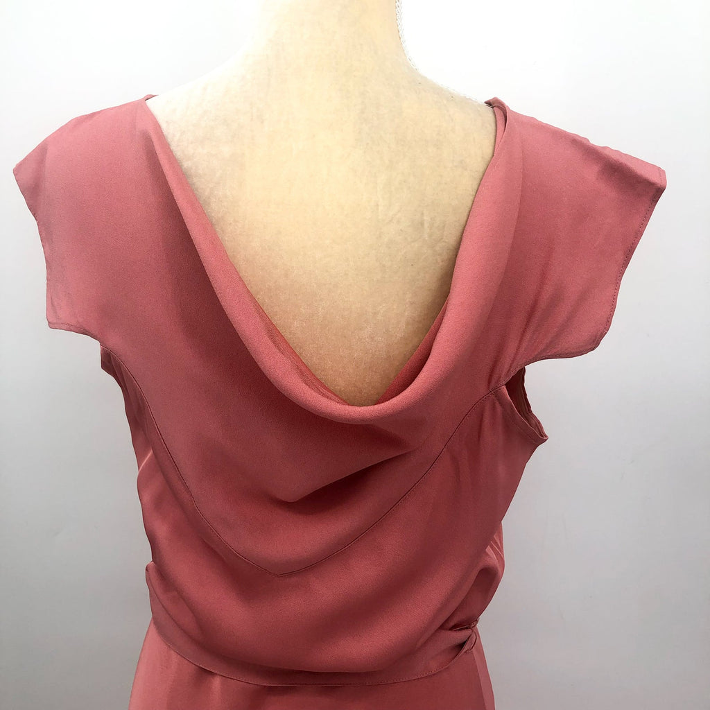 TED BAKER Women's Noemi Midi Dress Size 3 US 8 Dusky Pink V-Neck Bias Cut NWT