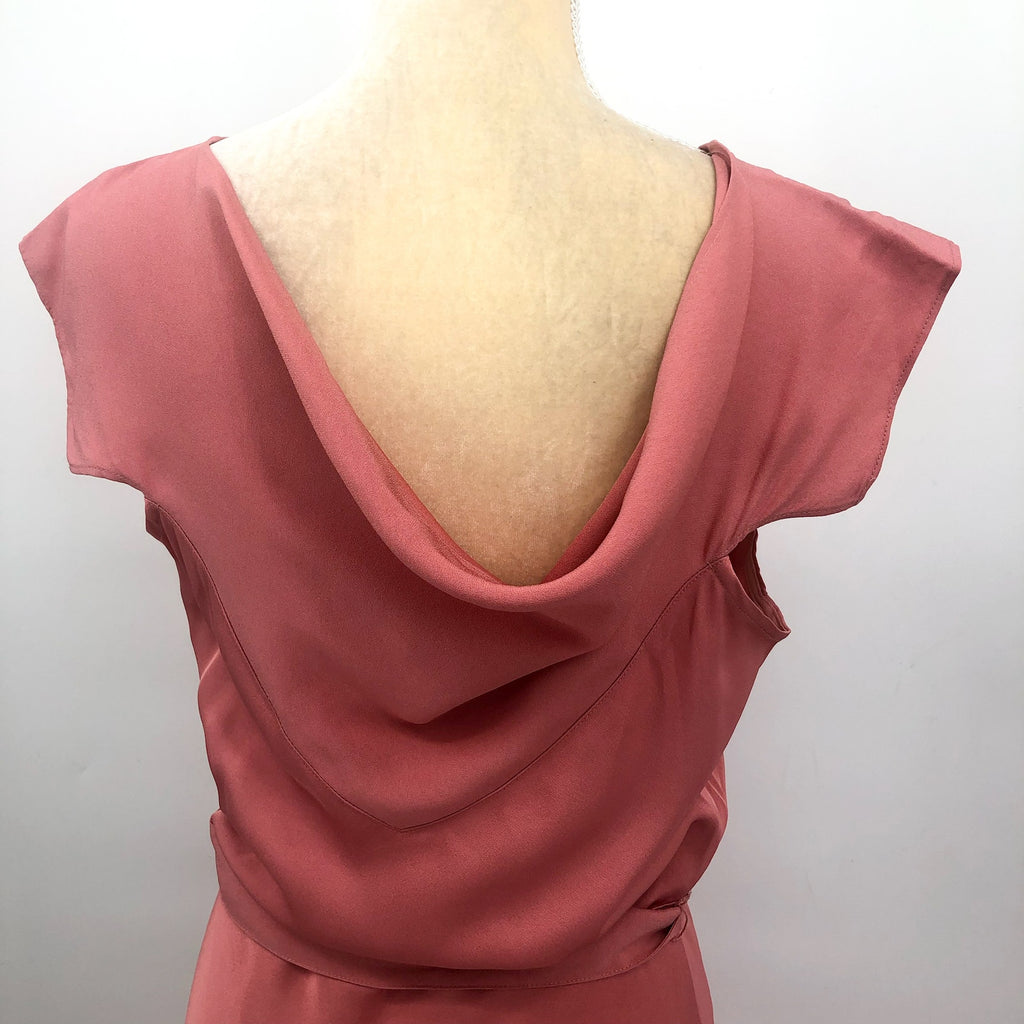 TED BAKER Women's Noemi Midi Dress Size 3 US 8 Dusky Pink V-Neck Bias Cut NWT