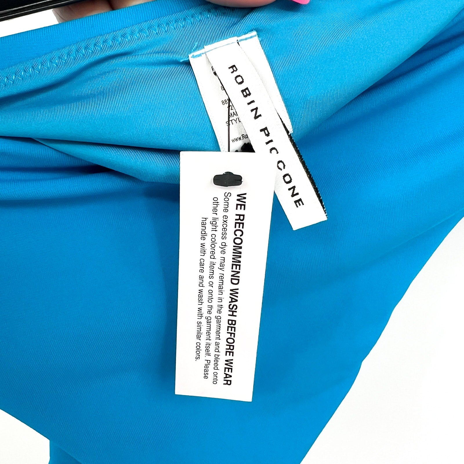 ROBIN PICCONE Aubrey Bikini Bottoms XS Cyan Blue High Waist Ruched NWT