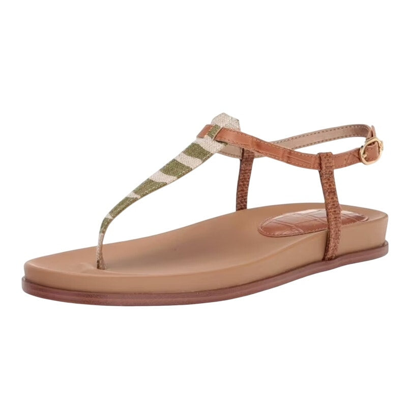 Sam Edelman Womens Naomi T-Strap Flat Sandals Size 9.5 M Green Tan NIB